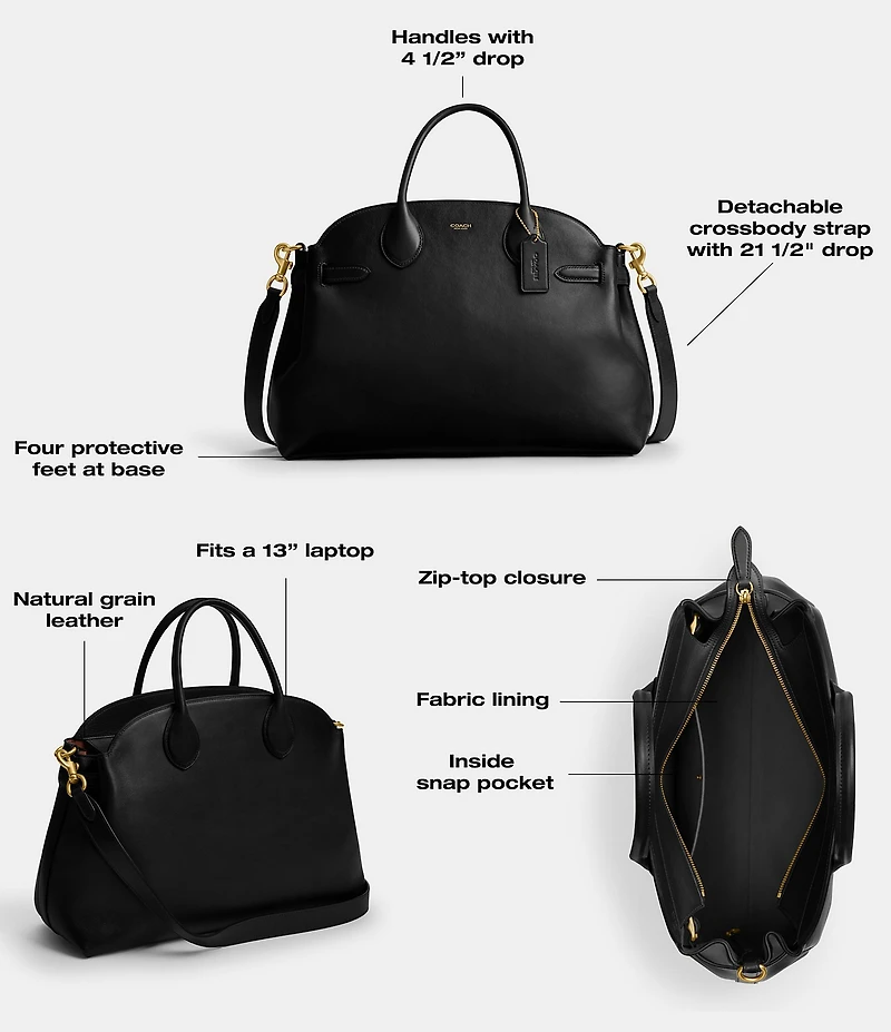 COACH Soft Empire 40 Leather Carryall Satchel Bag