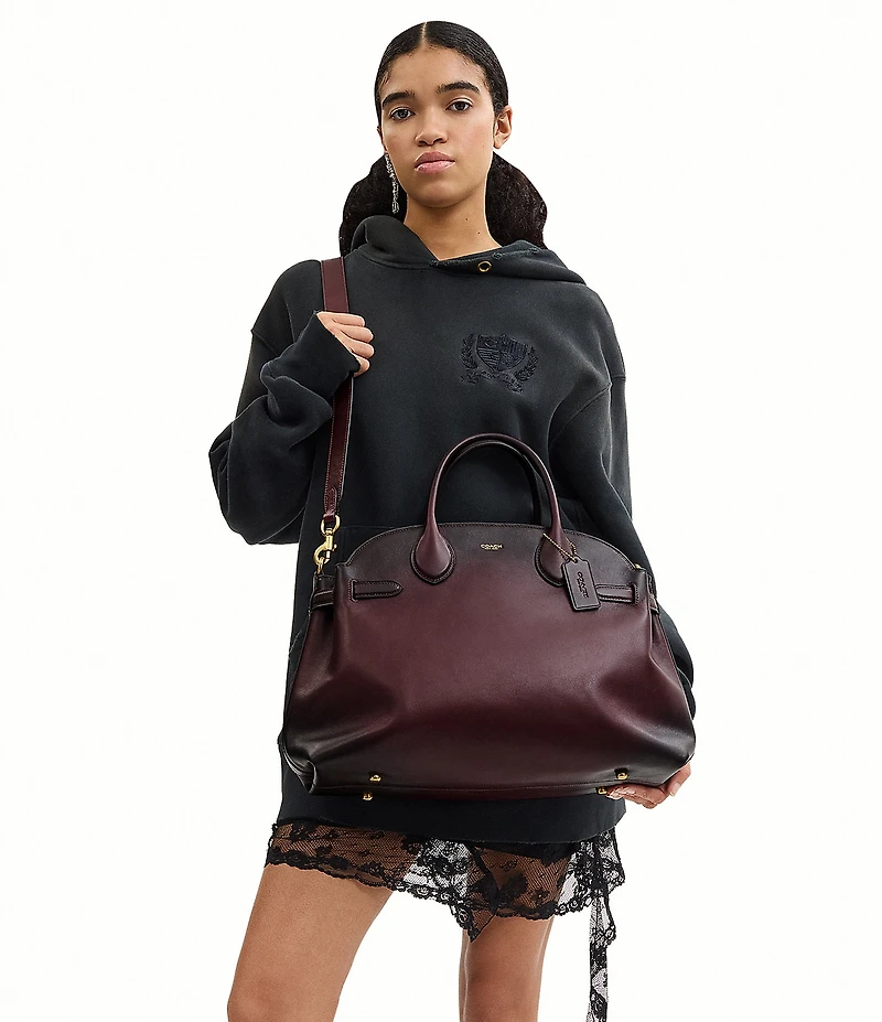 COACH Soft Empire 40 Leather Carryall Satchel Bag