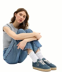 COACH Soho Espadrille Denim Lace Up Sneakers