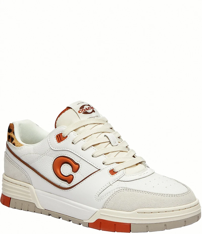 COACH Soho Leather and Leopard Print Haircalf Sneakers