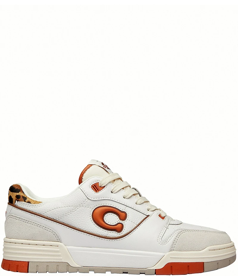 COACH Soho Leather and Leopard Print Haircalf Sneakers