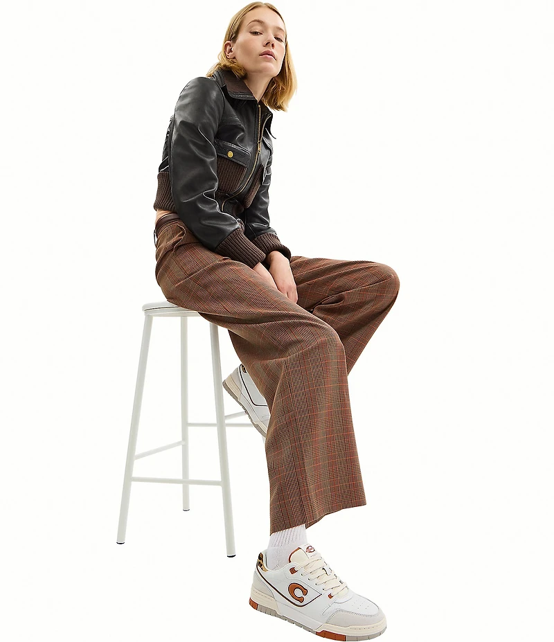 COACH Soho Leather and Leopard Print Haircalf Sneakers