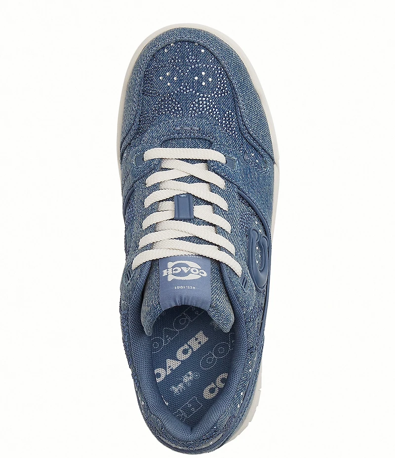 COACH Soho Signature Crystal Denim Lace Up Sneakers