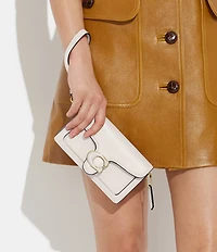 COACH Tabby Polished Pebble Leather Chain Strap Crossbody Wristlet