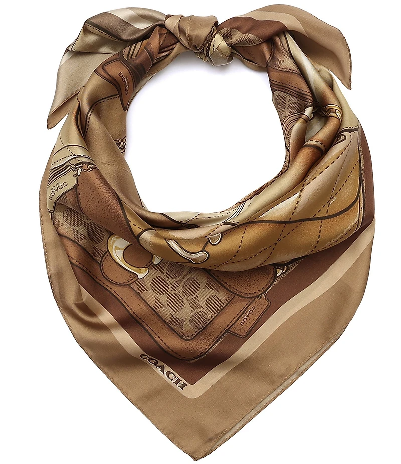 COACH Stacked Tabby Print Woven Silk Square Scarf