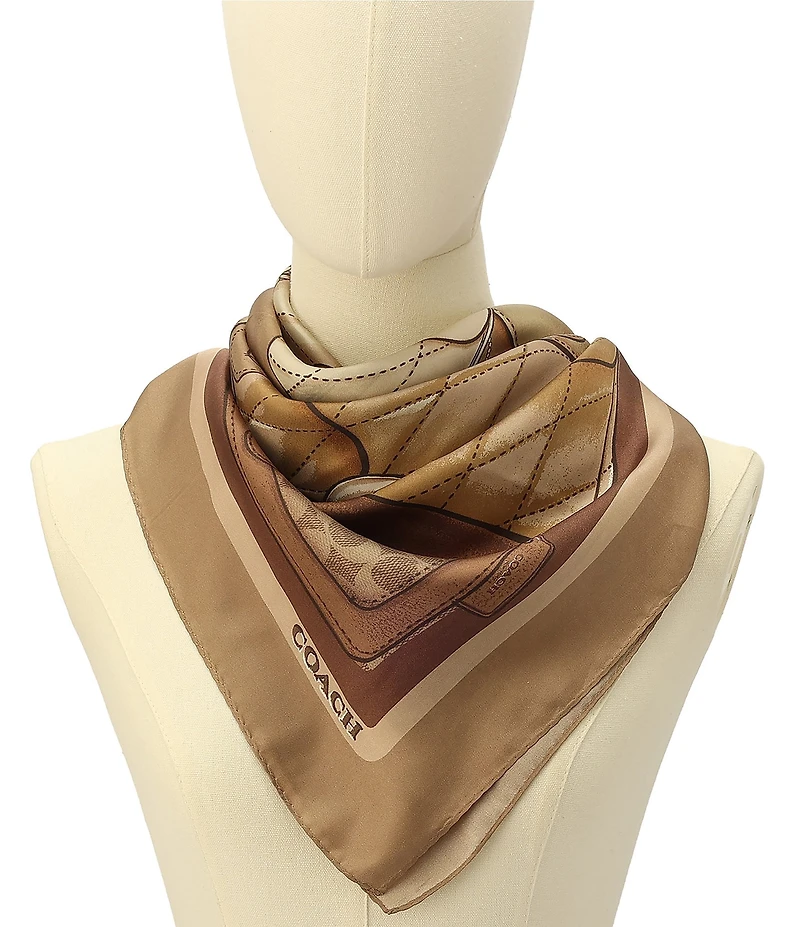 COACH Stacked Tabby Print Woven Silk Square Scarf
