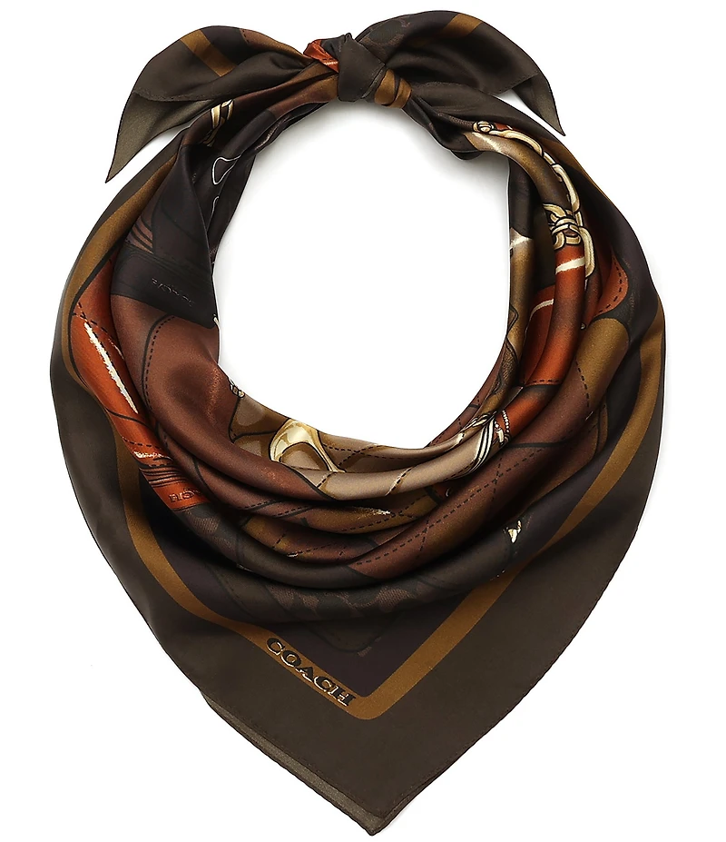 COACH Stacked Tabby Print Woven Silk Square Scarf