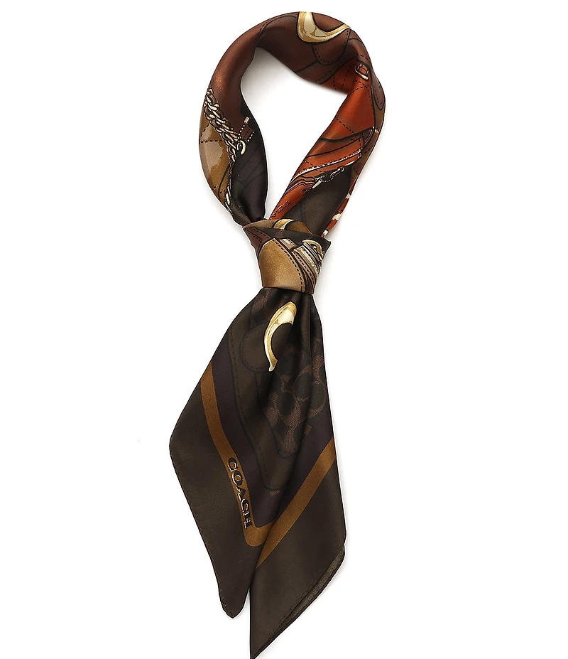 COACH Stacked Tabby Print Woven Silk Square Scarf