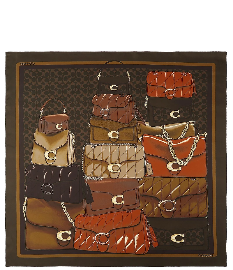 COACH Stacked Tabby Print Woven Silk Square Scarf