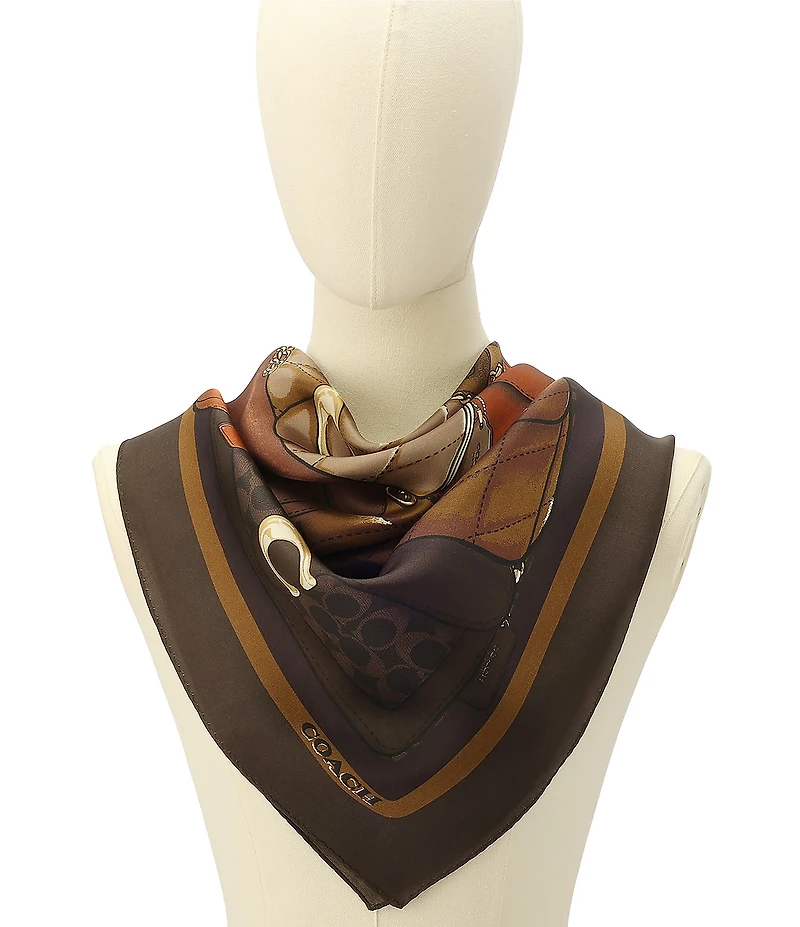 COACH Stacked Tabby Print Woven Silk Square Scarf