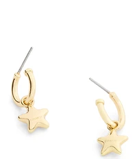 COACH Star Charm Huggie Hoop Drop Earrings