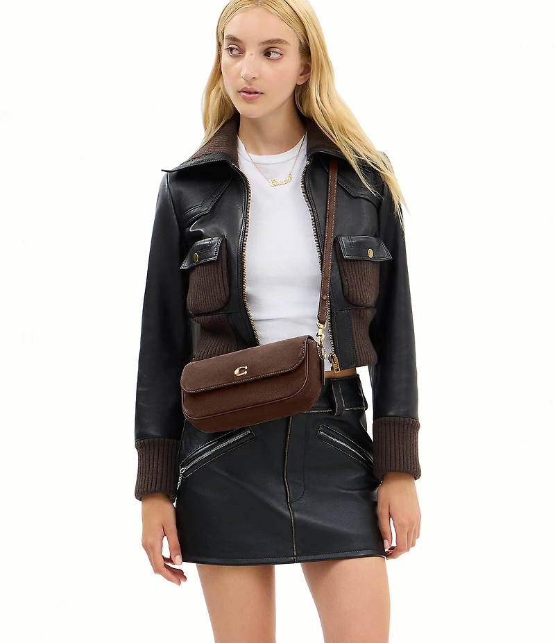 COACH Suede Brook Flap Chain Bag
