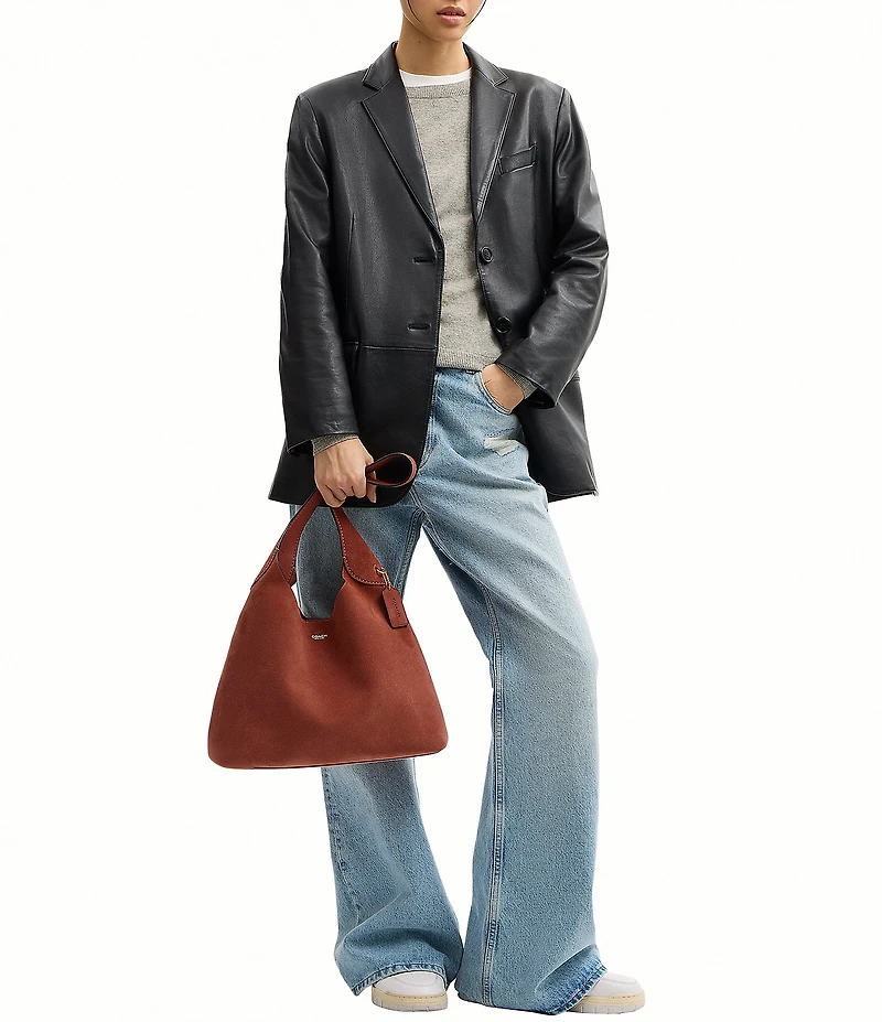 COACH Suede Brooklyn 34 Hobo Shoulder Bag