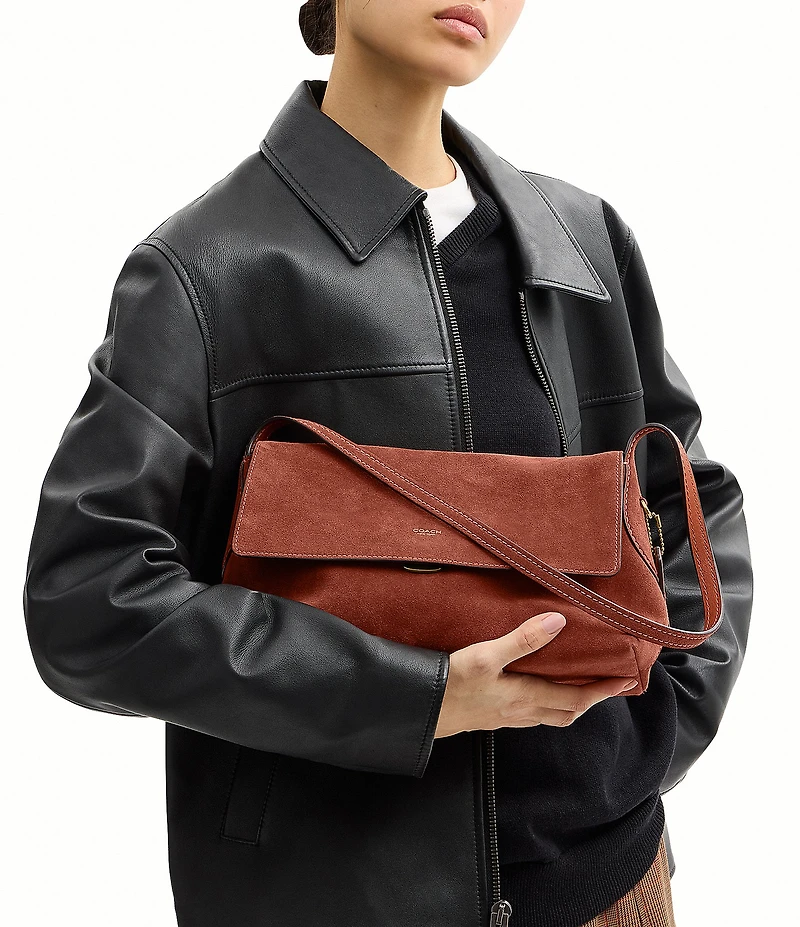 COACH Suede Chelsea Shoulder Bag 30