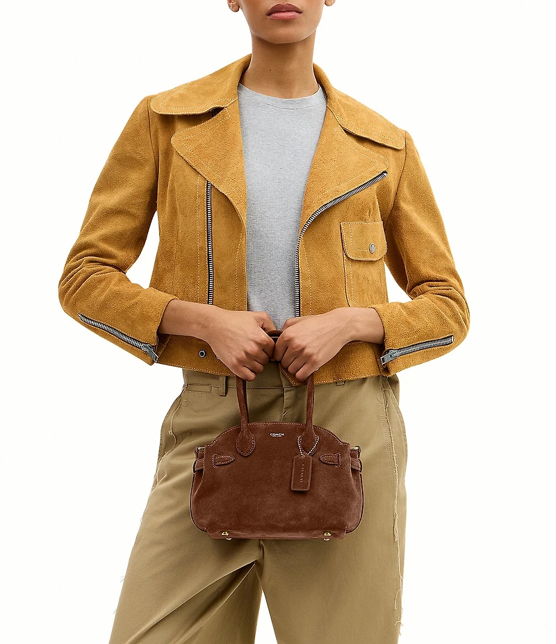 COACH Suede Empire 21 Handle Satchel Bag