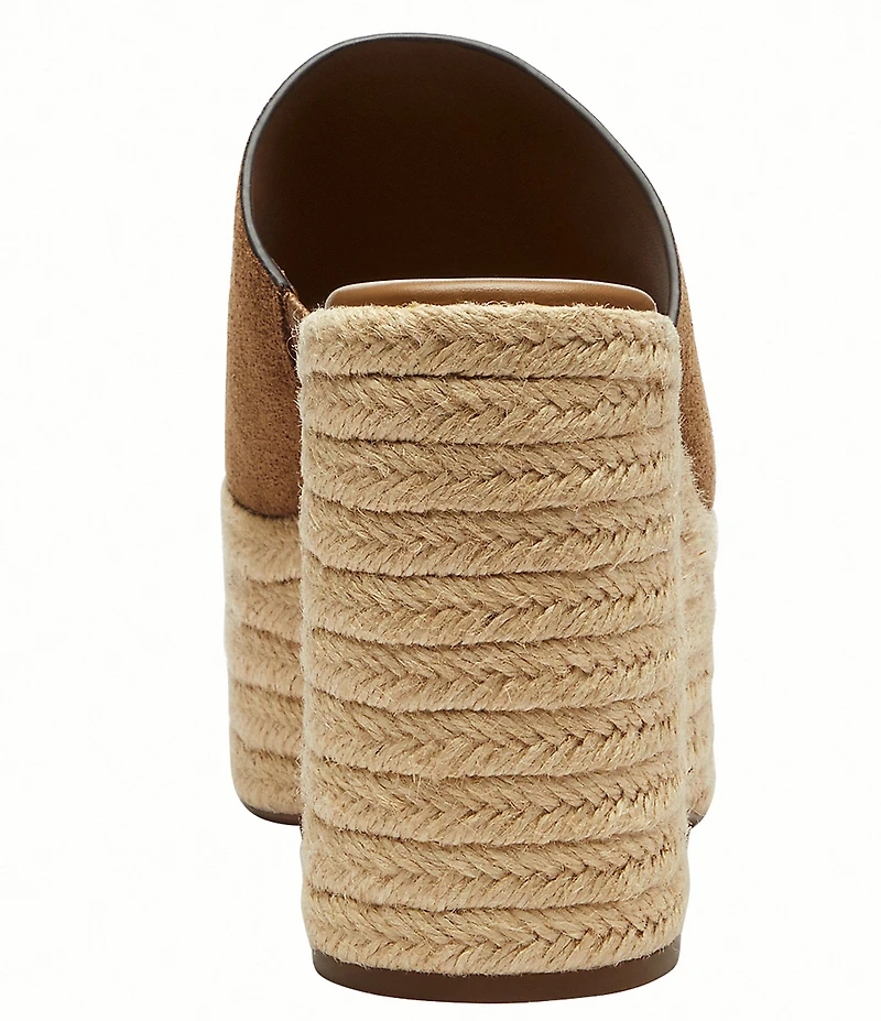 COACH Suede Espadrille Platform Wedge Slide Sandals