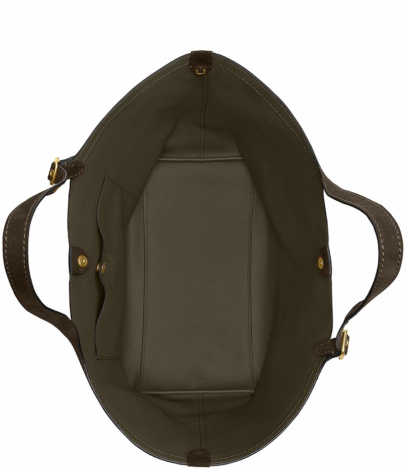 COACH Suede Gramercy Buckle Detail Oversized Slouchy Tote Bag