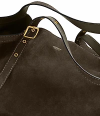 COACH Suede Gramercy Buckle Detail Oversized Slouchy Tote Bag