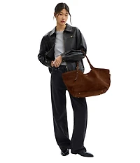 COACH Suede Gramercy Buckle Detail Oversized Slouchy Tote Bag