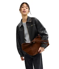 COACH Suede Gramercy Buckle Detail Oversized Slouchy Tote Bag