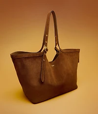 COACH Suede Gramercy Buckle Detail Oversized Slouchy Tote Bag