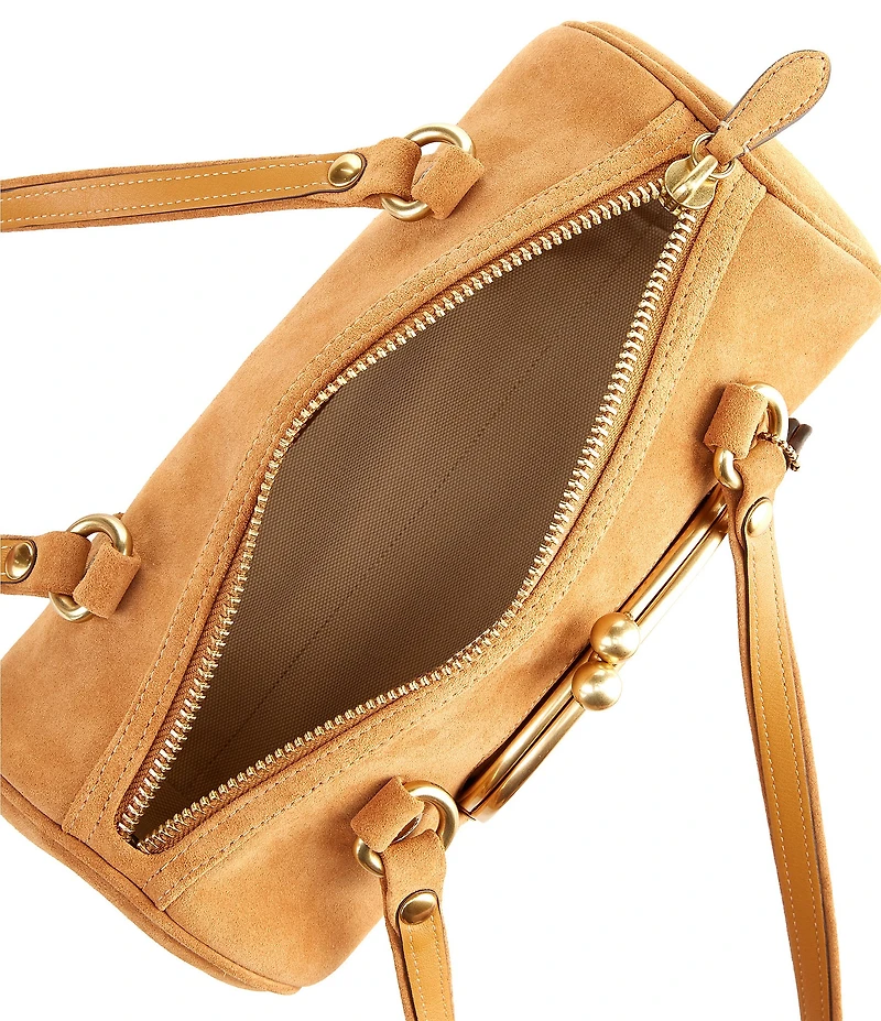 COACH Suede Kiss Lock Barrel Shoulder Bag 28