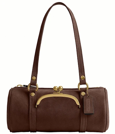 COACH Suede Kiss Lock Barrel Shoulder Bag 28
