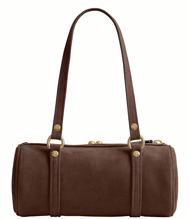 COACH Suede Kiss Lock Barrel Shoulder Bag 28