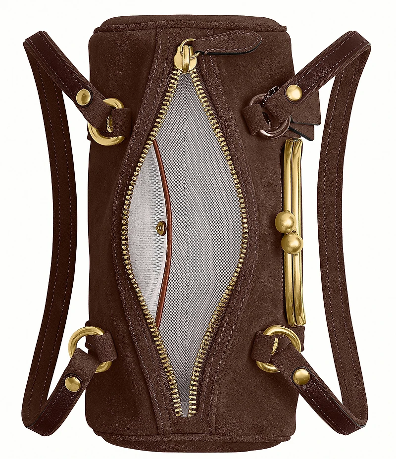 COACH Suede Kiss Lock Barrel Shoulder Bag 28