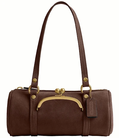 COACH The Coach Originals Kiss Lock 28 Suede Barrel Shoulder Bag