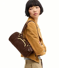 COACH The Coach Originals Kiss Lock 28 Suede Barrel Shoulder Bag