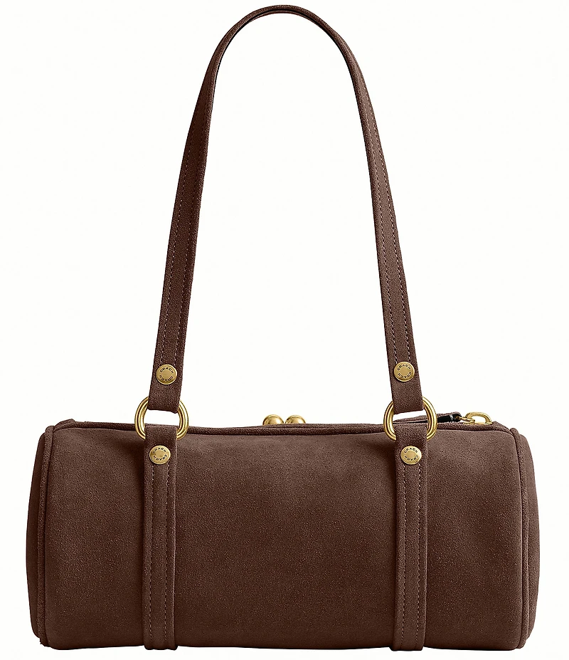 COACH The Coach Originals Kiss Lock 28 Suede Barrel Shoulder Bag
