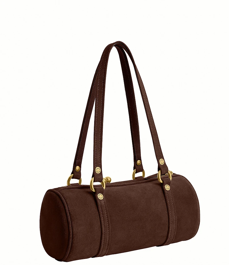 COACH The Coach Originals Kiss Lock 28 Suede Barrel Shoulder Bag