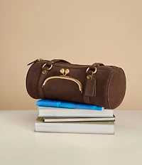 COACH The Coach Originals Kiss Lock 28 Suede Barrel Shoulder Bag