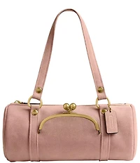 COACH Suede Kisslock Barrel Bag