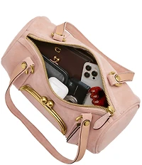 COACH Suede Kisslock Barrel Bag