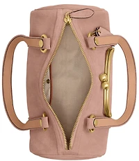 COACH Suede Kisslock Barrel Bag