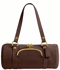 COACH Suede Kisslock Barrel Bag