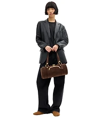 COACH Suede Kisslock Barrel Bag