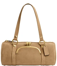 COACH Suede Kisslock Barrel Bag