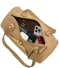 COACH Suede Kisslock Barrel Bag