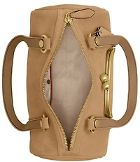 COACH Suede Kisslock Barrel Bag