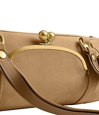 COACH Suede Kisslock Barrel Bag