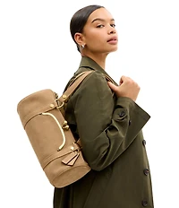 COACH Suede Kisslock Barrel Bag