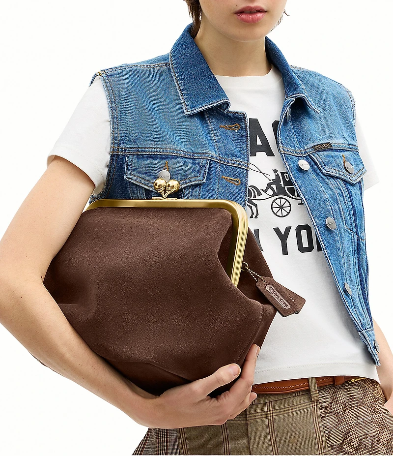 COACH Suede Kisslock Frame Bag 27