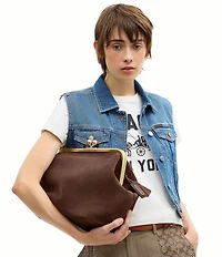 COACH Suede Kisslock Frame Bag 27