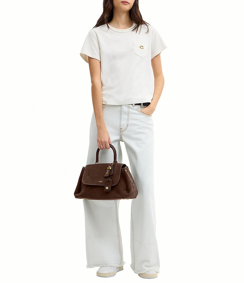 COACH Suede Slouchy Rogue Top Handle Satchel Bag