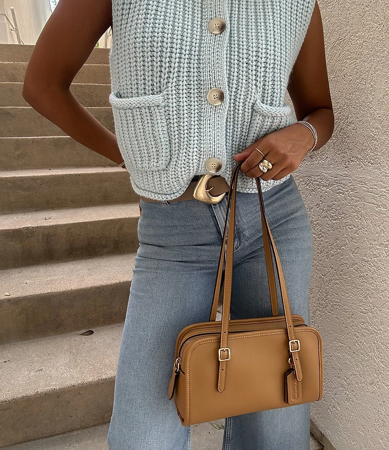 COACH Swing Zip Buckle Detail Satchel Bag