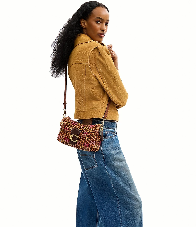 COACH Tabby 26 Beaded Wood Shoulder Bag