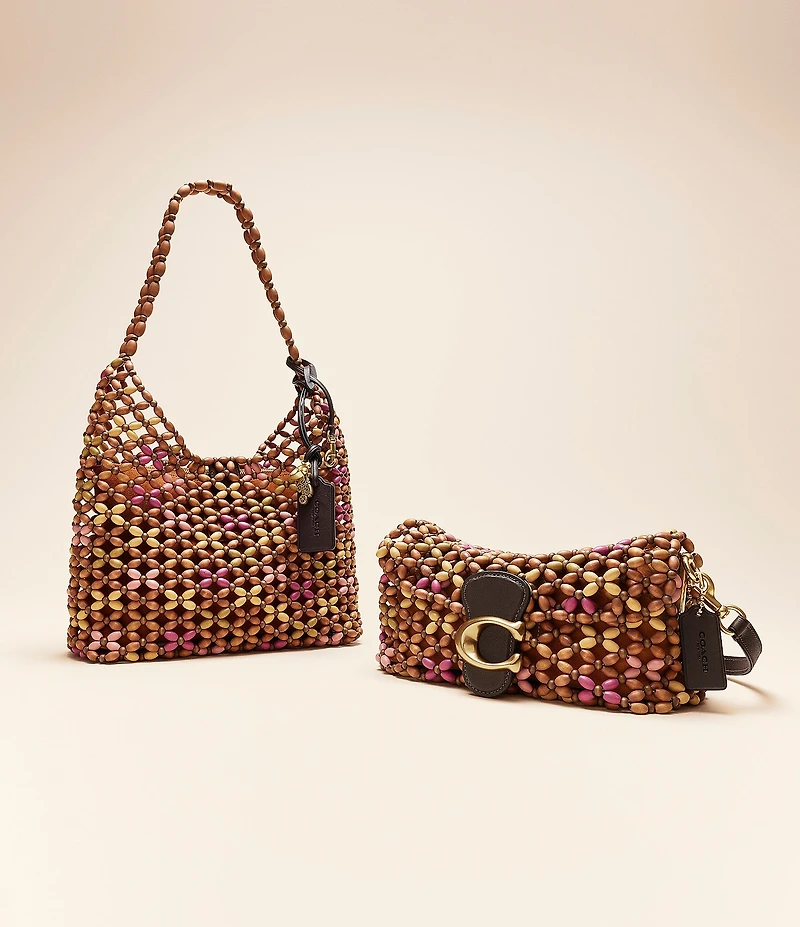 COACH Tabby 26 Beaded Wood Shoulder Bag